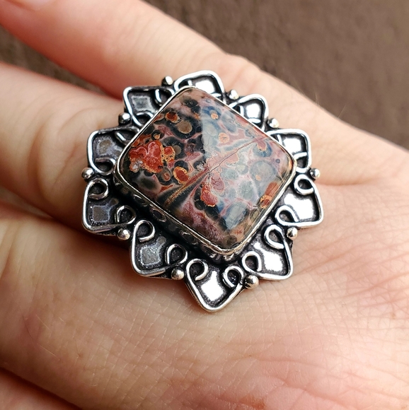 New Leopard Skin Jasper 925 Silver Ring. - Picture 13 of 16